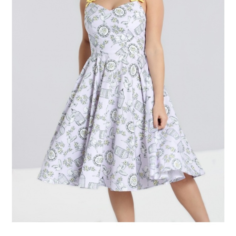 Hell Bunny Lavender and Yellow Floral Midi Dress
